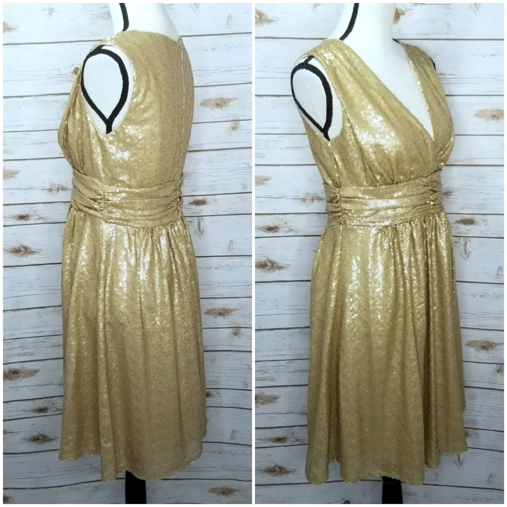 Eva Mendes New York &Company Gold Sequin Dress Size Small - Picture 6 of 8